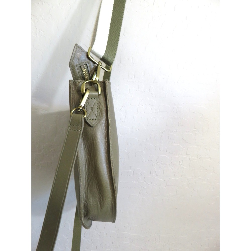 Madewell Tundra Green Transport Leather Saddle Bag Crossbody Shoulder Handbag - Picture 11 of 16